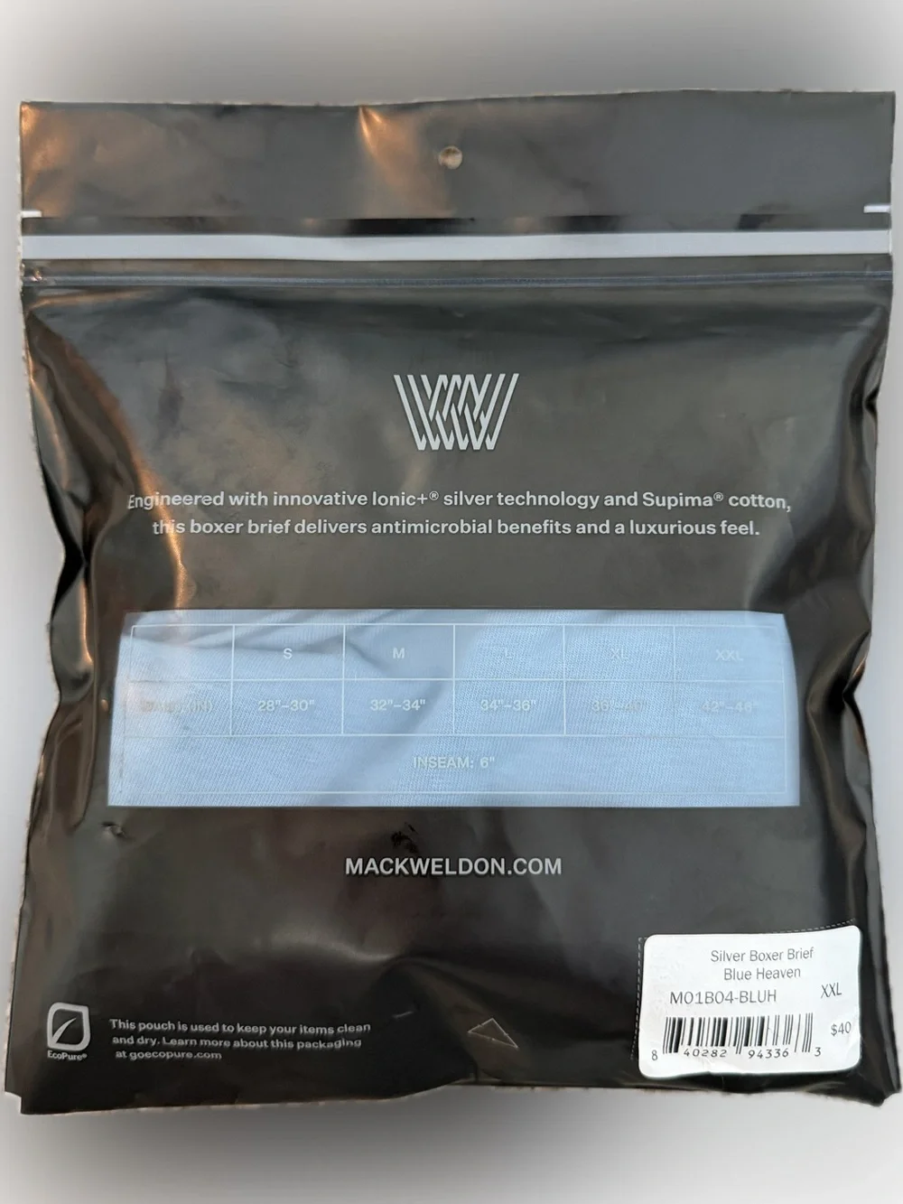 Mack Weldon Silver Boxer Brief - Blue Heaven (XXL)